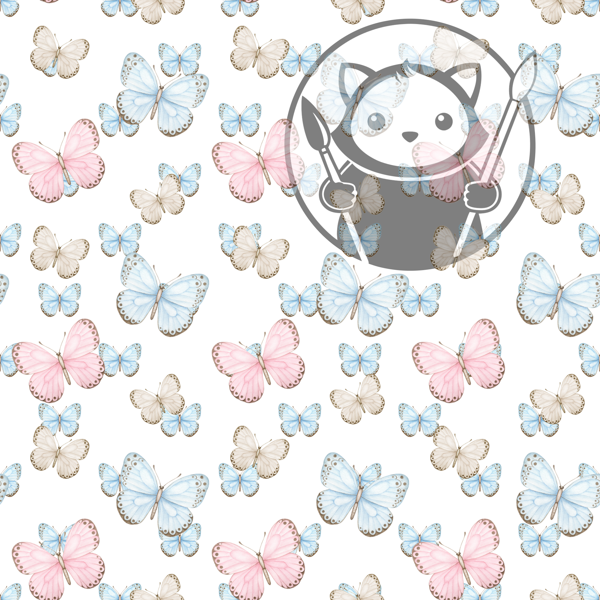 Next Level Sheet - Printed Acrylic and Plywood - Pastel Butterflies Pattern