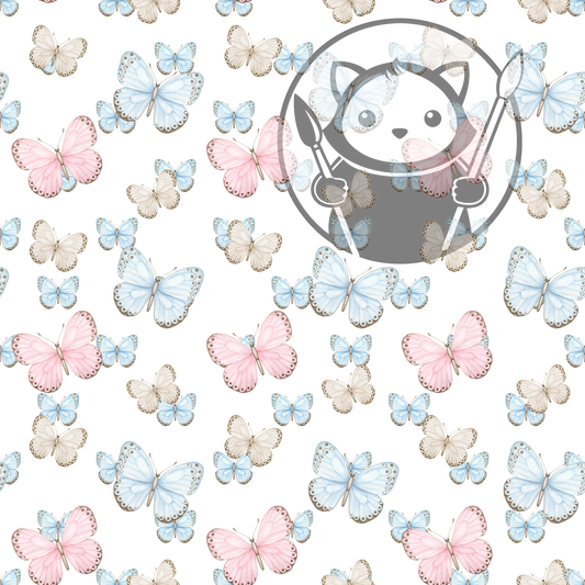 Next Level Sheet - Printed Acrylic and Plywood - Pastel Butterflies Pattern