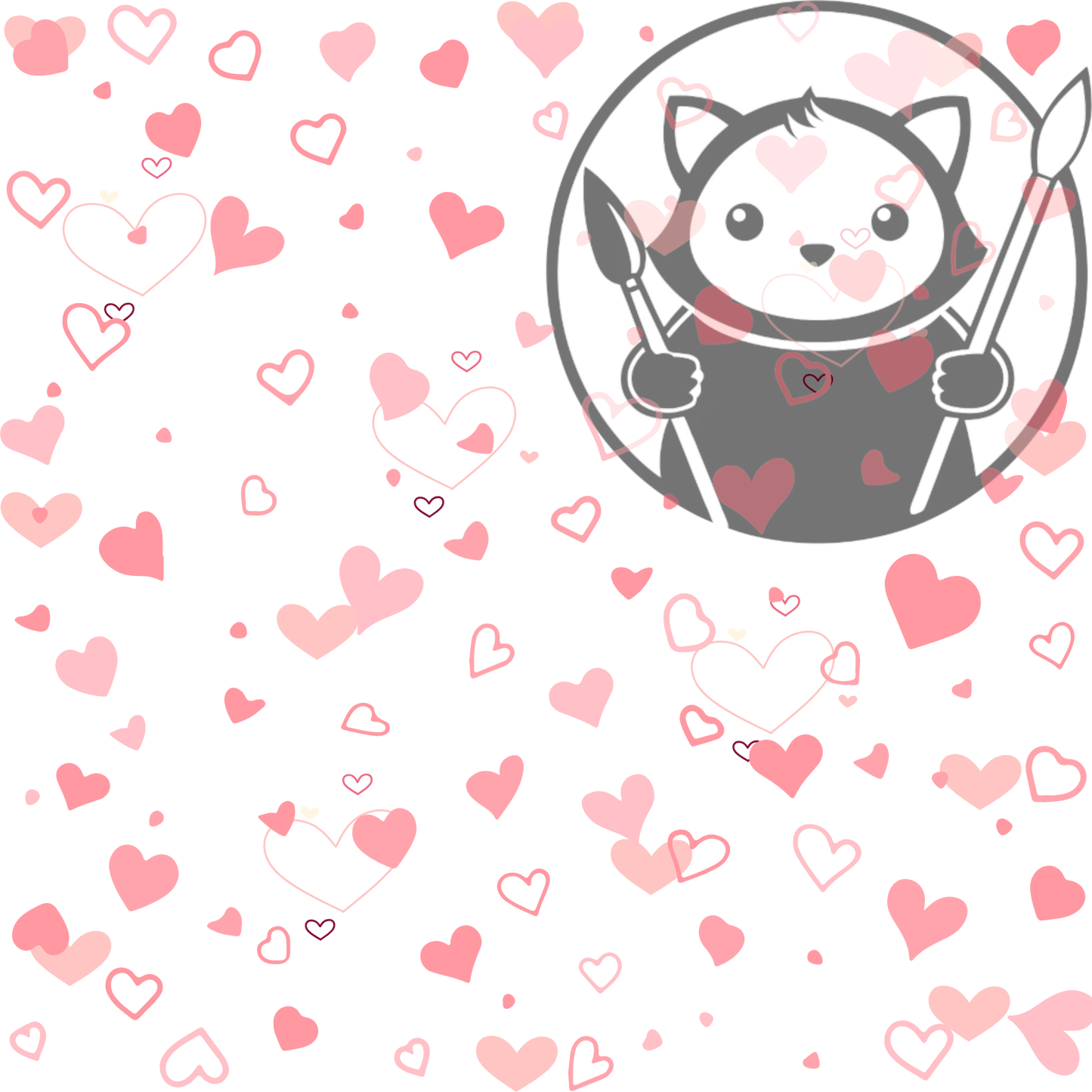 Next Level Sheet - Printed Acrylic and - Pastel Pink Hearts  - Pattern