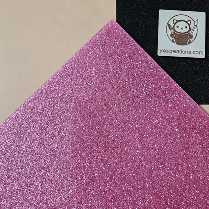 Pink - Glitter Acrylic - Cast Acrylic for Laser Cutting - Sheet Preview Corner