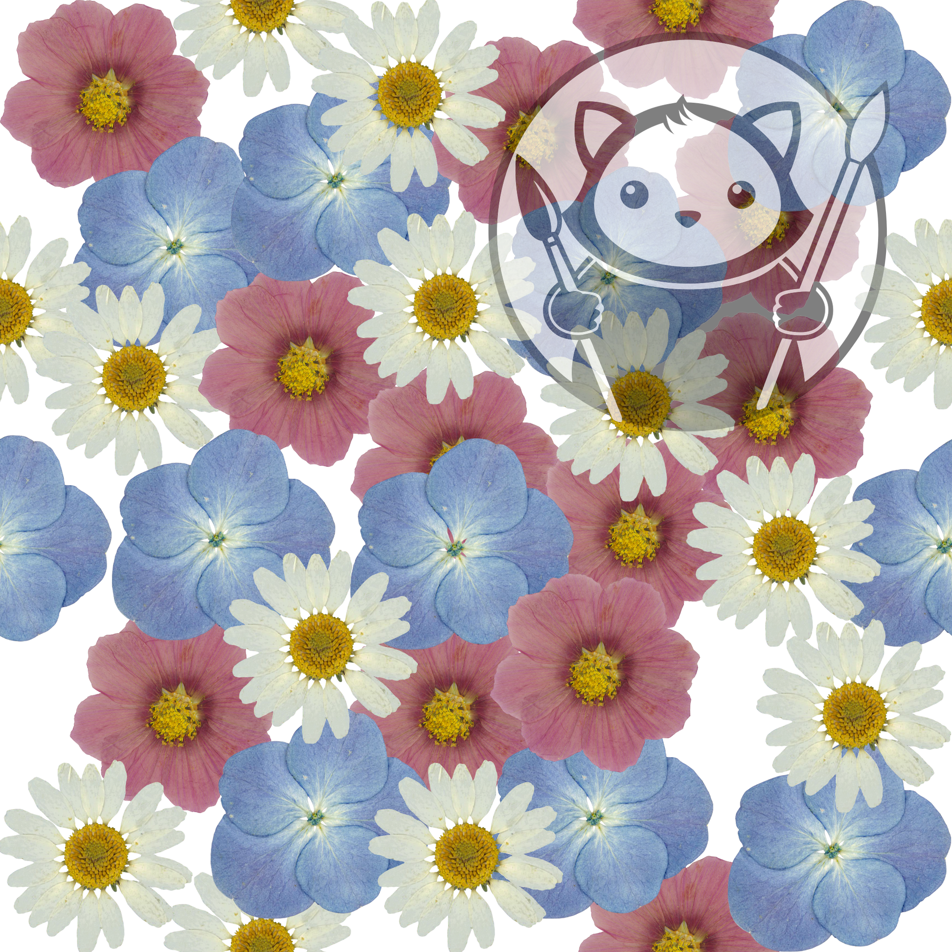 Next Level Sheet - Printed Acrylic and Plywood - Pressed Flowers Blue and PInk Pattern