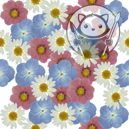 Next Level Sheet - Printed Acrylic and Plywood - Pressed Flowers Blue and PInk Pattern