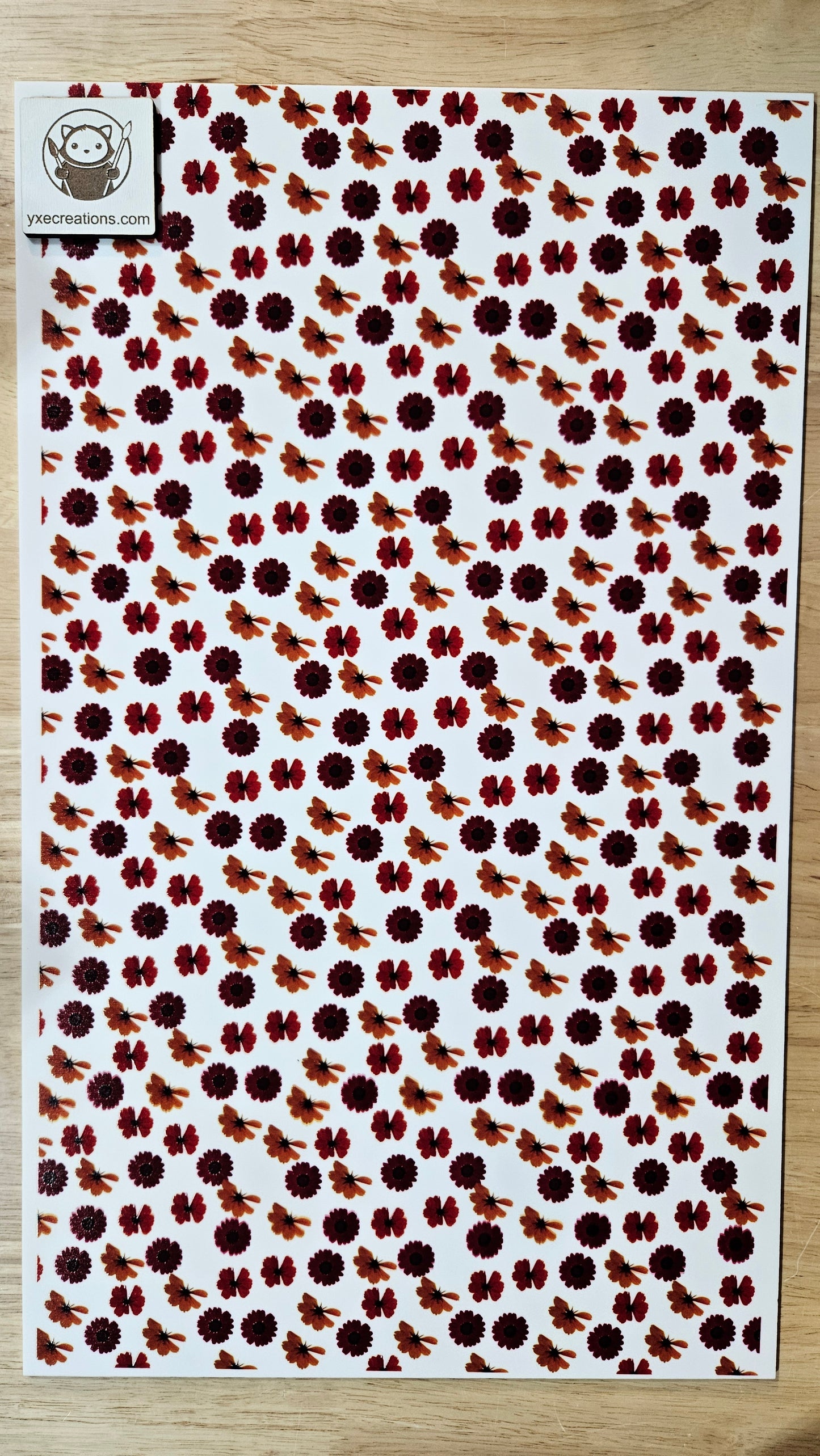 Pressed Gerbera Printed on White Acryic