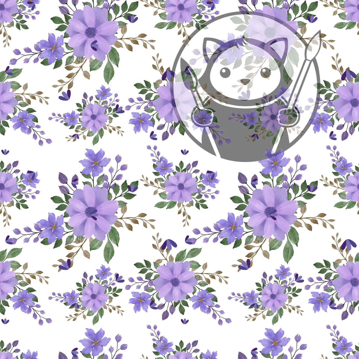 Next Level Sheet - Printed Acrylic and Plywood - Purple Flowers Pattern