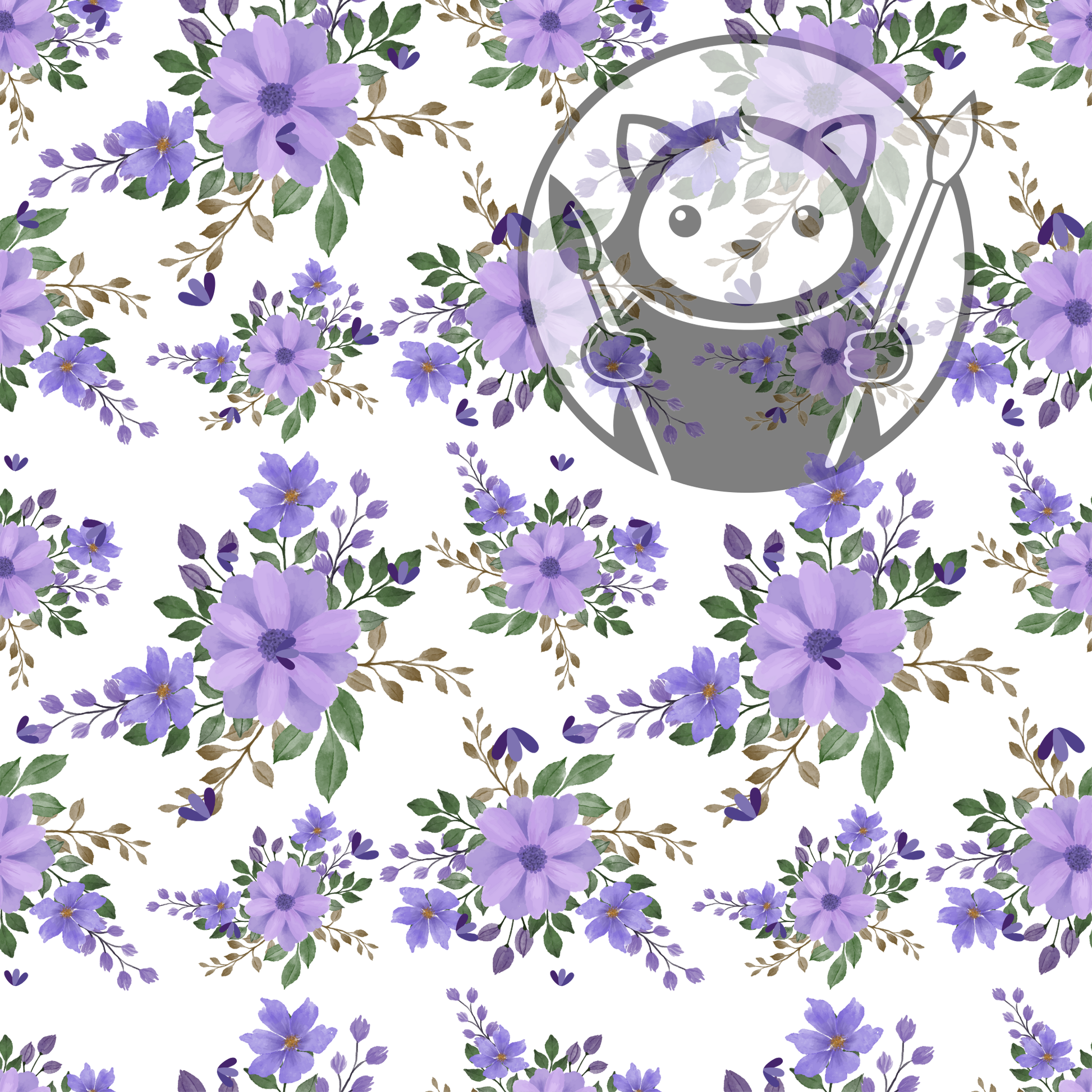 Next Level Sheet - Printed Acrylic and Plywood - Purple Flowers Pattern