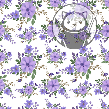 Next Level Sheet - Printed Acrylic and Plywood - Purple Flowers Pattern