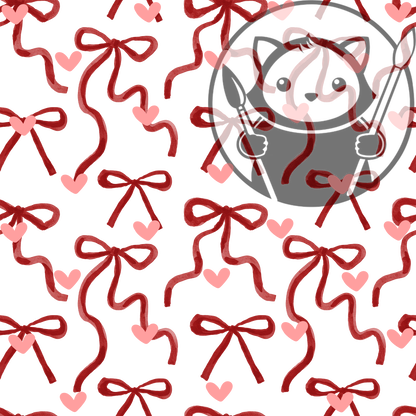Next Level Sheet - Printed Acrylic and Plywood Sheets - Red Ribbons Hearts - Pattern