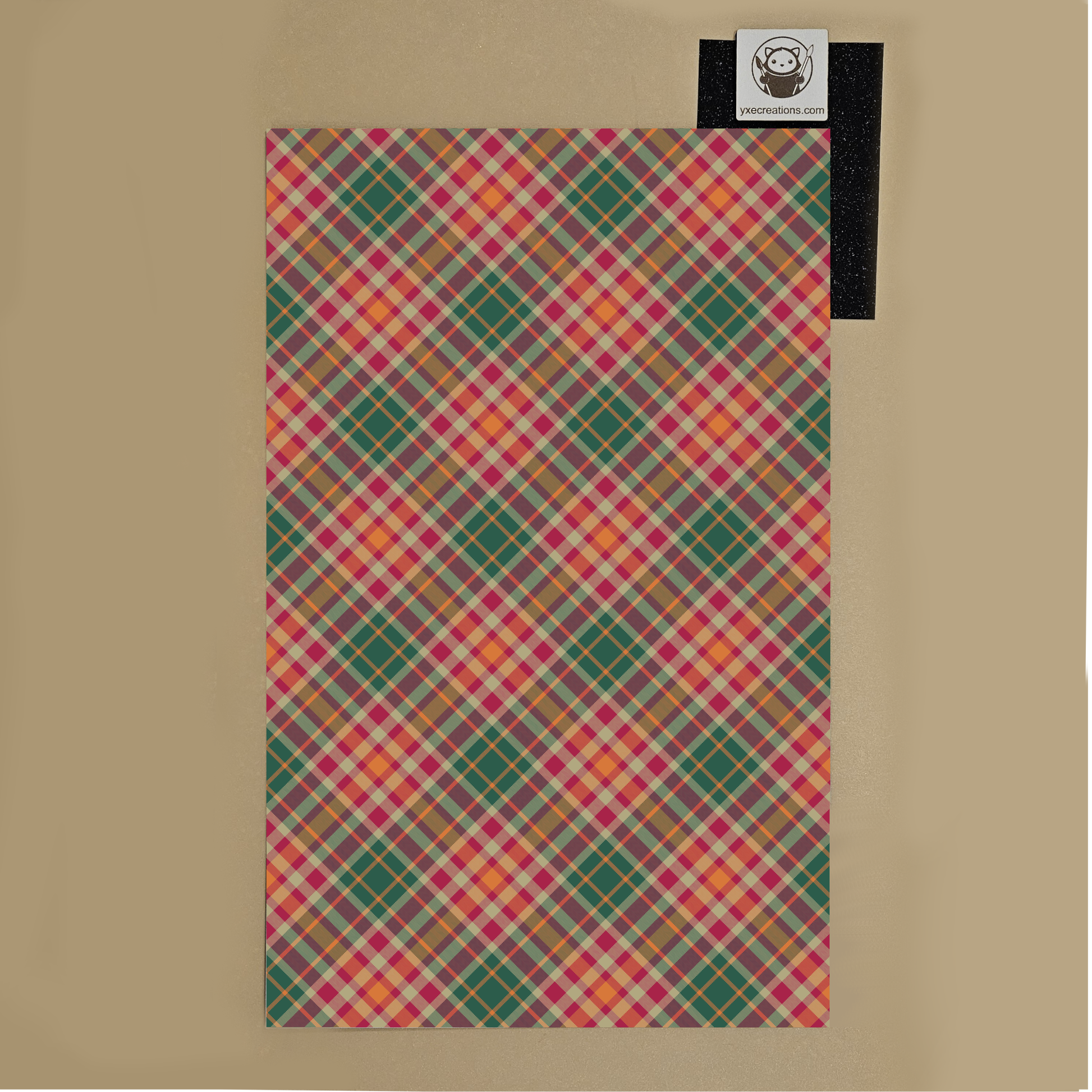 Next Level Sheet - Printed acrylic and Plywood - Red, Green and Orange Plaid - Preview