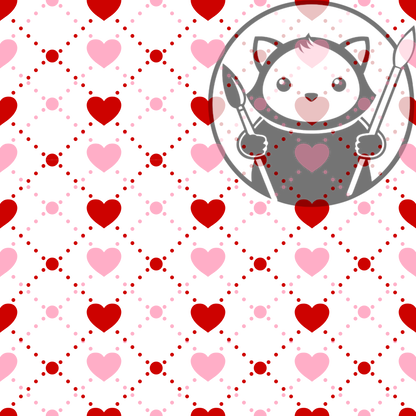 Next Level Sheet - Printed Acrylic and Plywood Sheets - Red and Pink Squares Hearts - Pattern