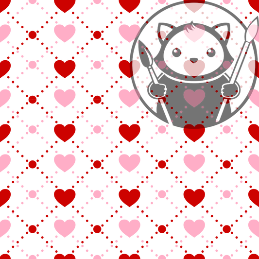 Next Level Sheet - Printed Acrylic and Plywood Sheets - Red and Pink Squares Hearts - Pattern