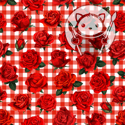 Next Level Sheet - Printed Acrylic and Plywood - Roses and Plaid Pattern