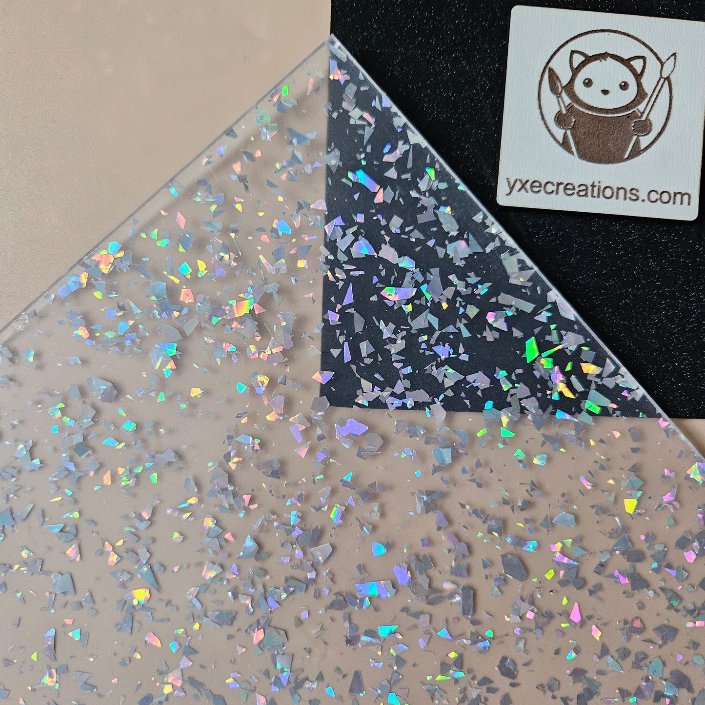 Silver Foil - Glitter Acrylic - Cast Acrylic for Laser Cutting - Sheet Preview Corner