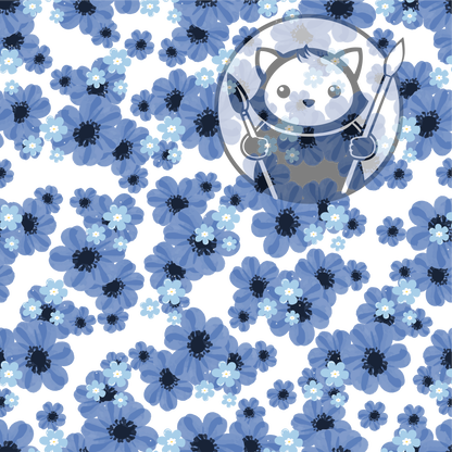 Next Level Sheet - Printed Acrylic and Plywood - Simple Blue Flowers Pattern