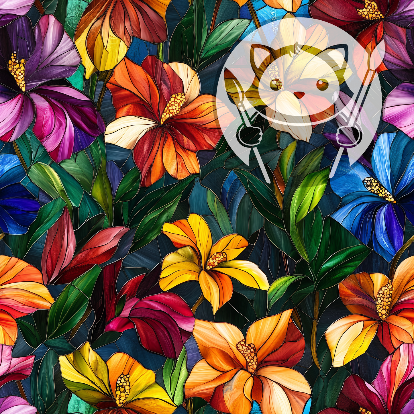 Next Level Sheet - Printed Acrylic and Plywood - Colourful Flowers Stained Glass Pattern