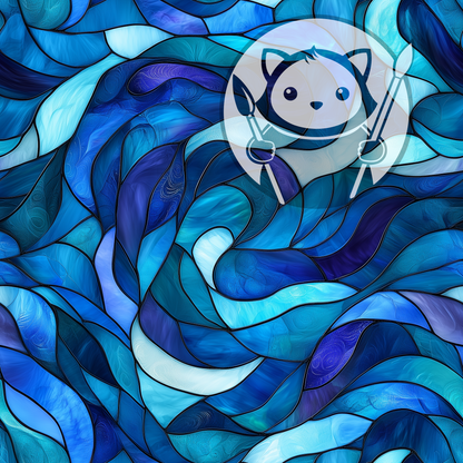 Next Level Sheet - Printed Acrylic and Plywood - Stained Glass Imitation - Blue Pattern