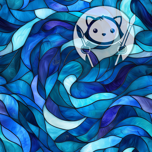 Next Level Sheet - Printed Acrylic and Plywood - Stained Glass Imitation - Blue Pattern