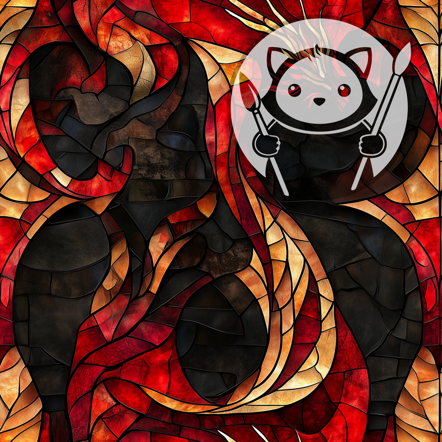 Next Level Sheet - Printed Acrylic and Plywood - Black and Red Dragon Pattern