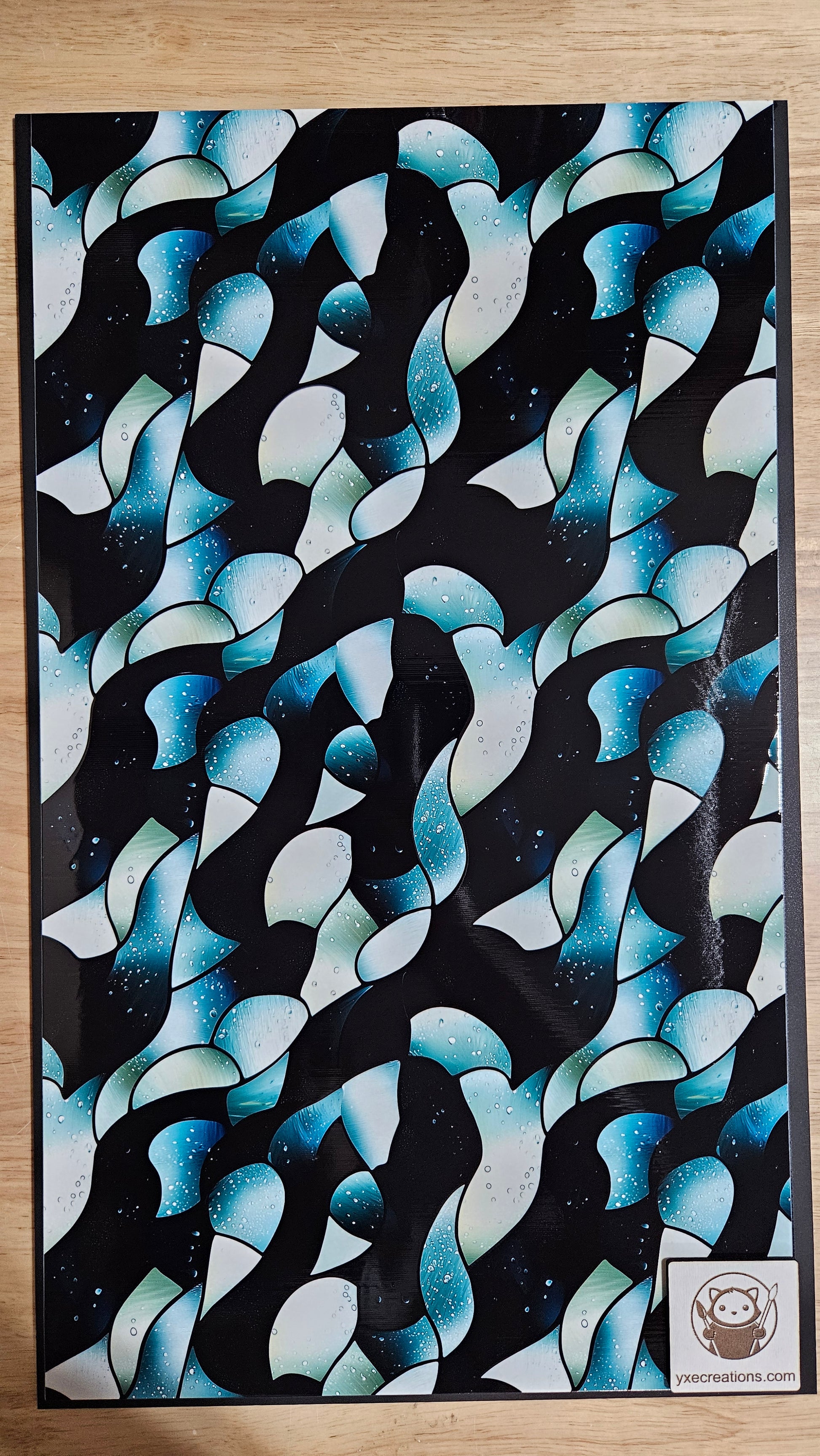 Stained Glass Black and White Patter printed on Black Acrylic