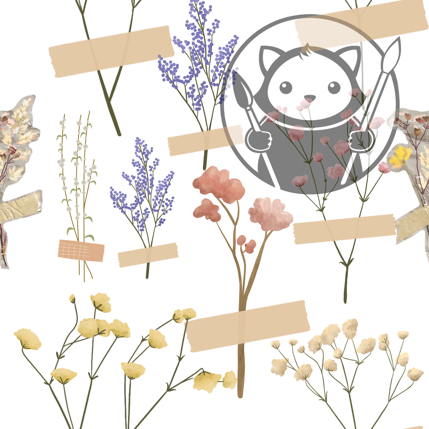 Next Level Sheet - Printed Acrylic and Plywood - Taped FLowers Pattern