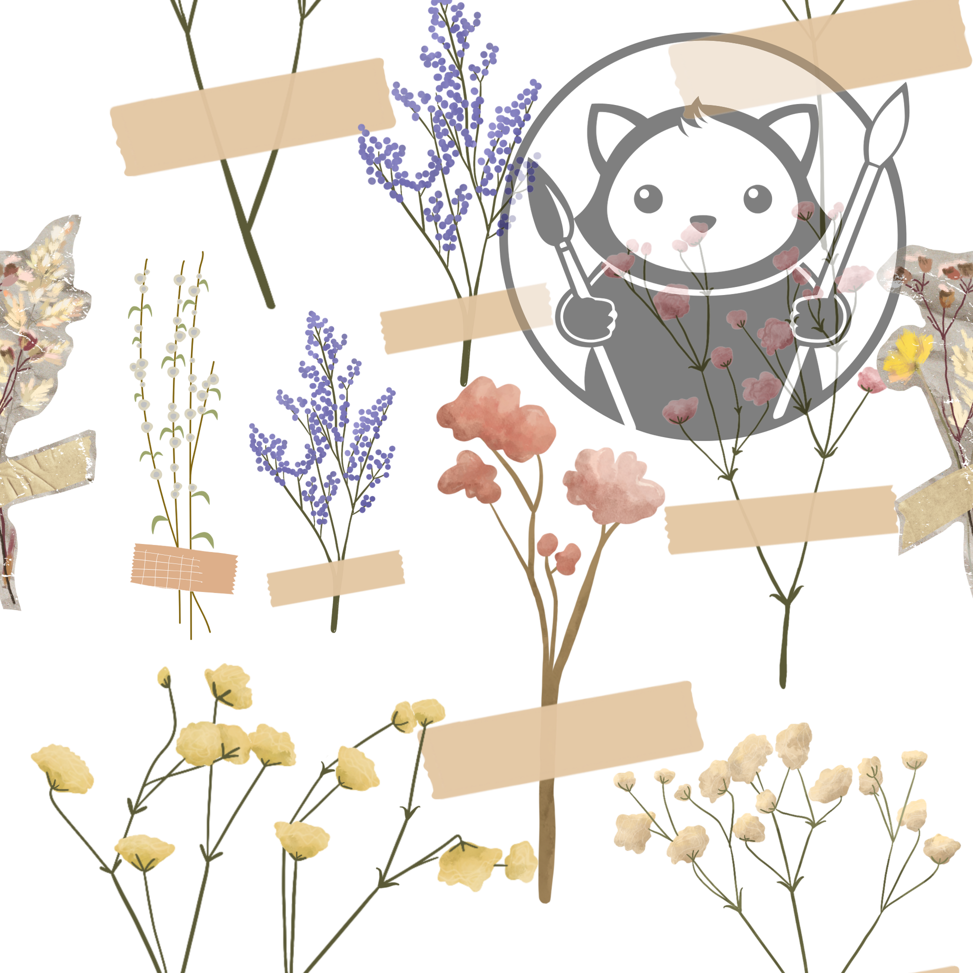 Next Level Sheet - Printed Acrylic and Plywood - Taped FLowers Pattern