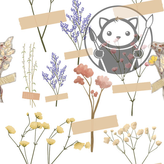 Next Level Sheet - Printed Acrylic and Plywood - Taped FLowers Pattern