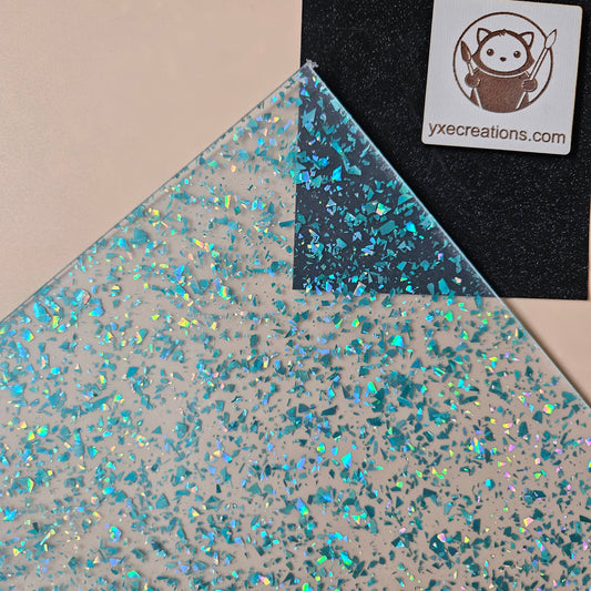 Teal Foil - Glitter Acrylic - Cast Acrylic for Laser Cutting - Sheet Preview Corner