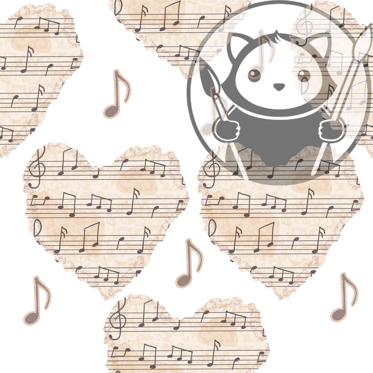 Next Level Sheet - Printed Acrylic and Plywood Sheets - Music Hearts - Pattern