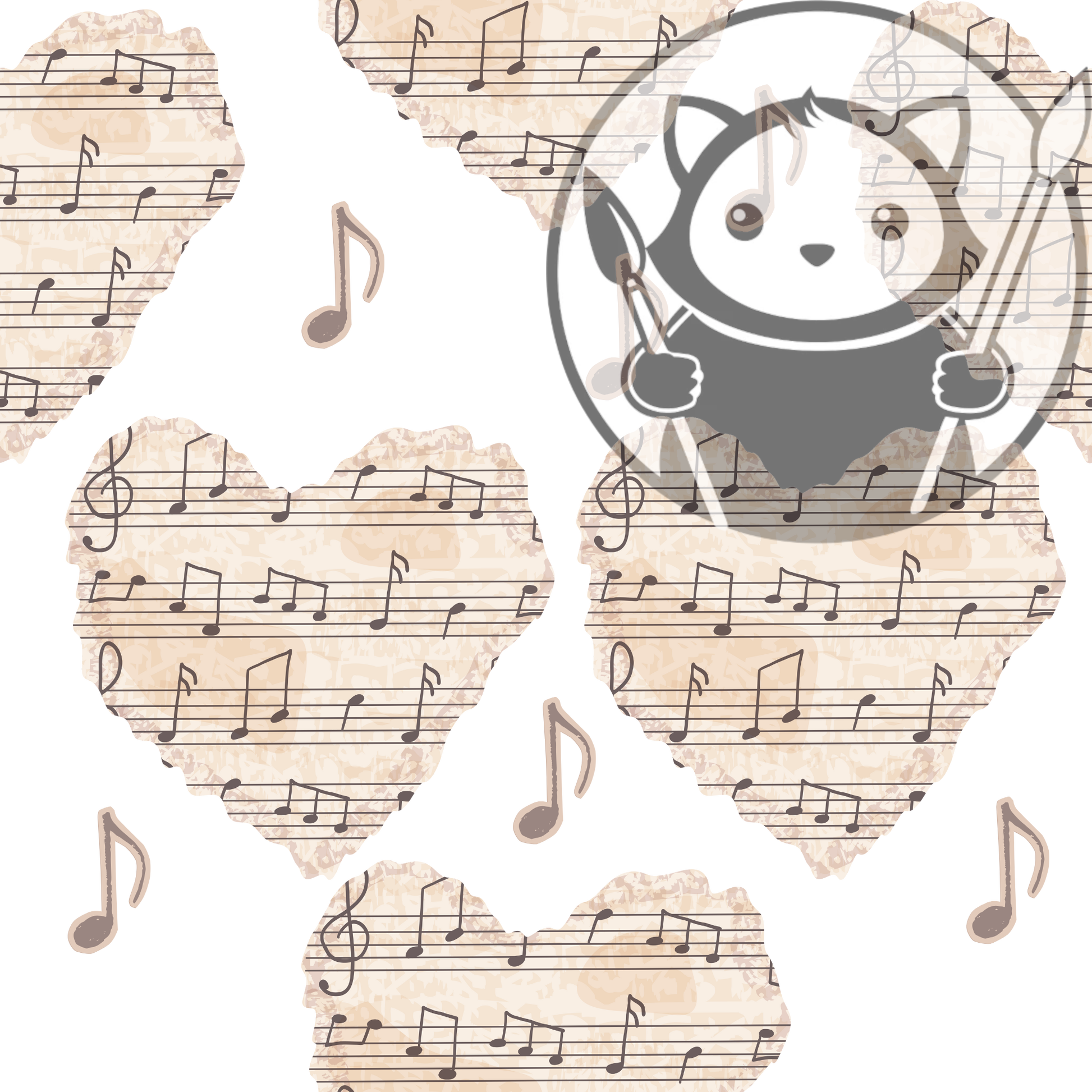 Next Level Sheet - Printed Acrylic and Plywood Sheets - Music Hearts - Pattern