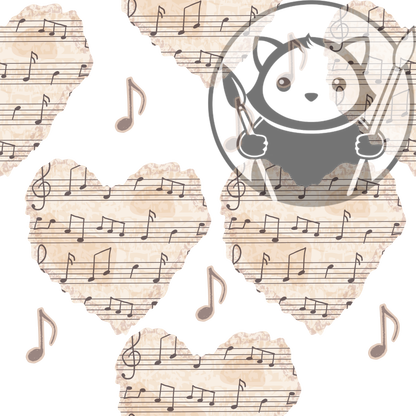 Next Level Sheet - Printed Acrylic and Plywood Sheets - Music Hearts - Pattern