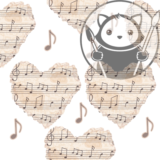Next Level Sheet - Printed Acrylic and Plywood Sheets - Music Hearts - Pattern