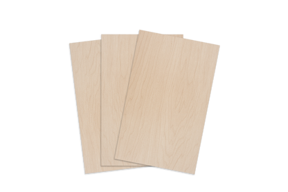 Three pieces of beige cardboard on a white background