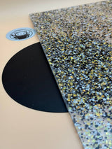 Glitter UV Reactive Acrylic - Gold, Black and White Bubbles