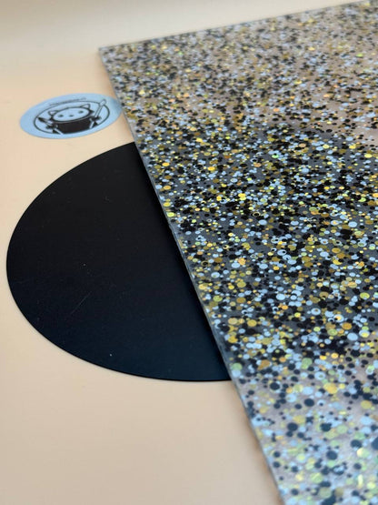 UV Reactive Gold, Balck and White Glitter Acrylic sheet for Crafts