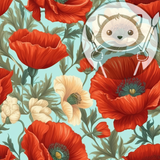 White and Red Poppies - Next Level Sheet