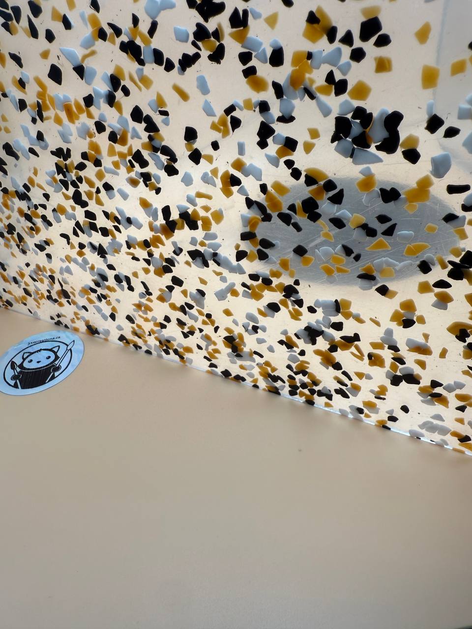YXE Creations Craft Hub Designer Acrylic Sheet - Black, White and Orange Dots