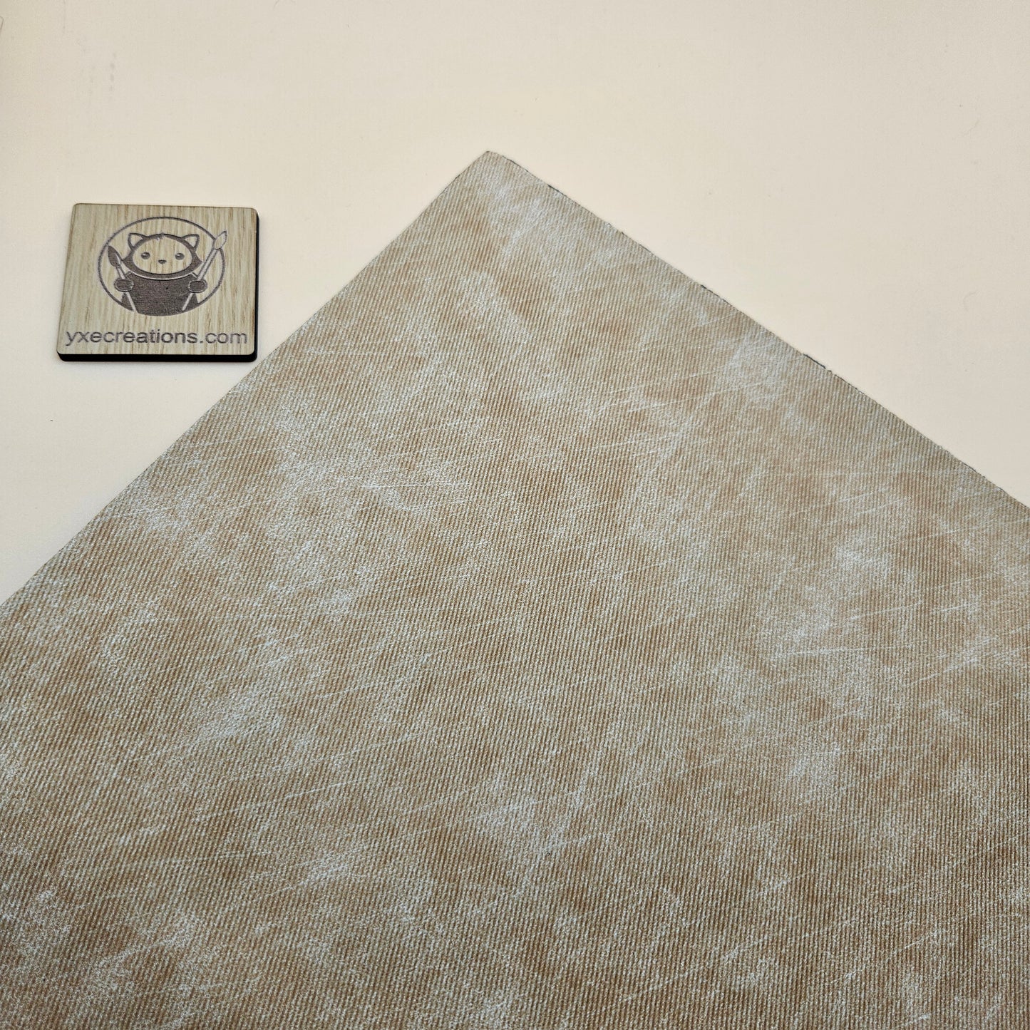 Beige / Engraves Black - Denim Texture - Leatherette Sheet - PU Material (view 2)