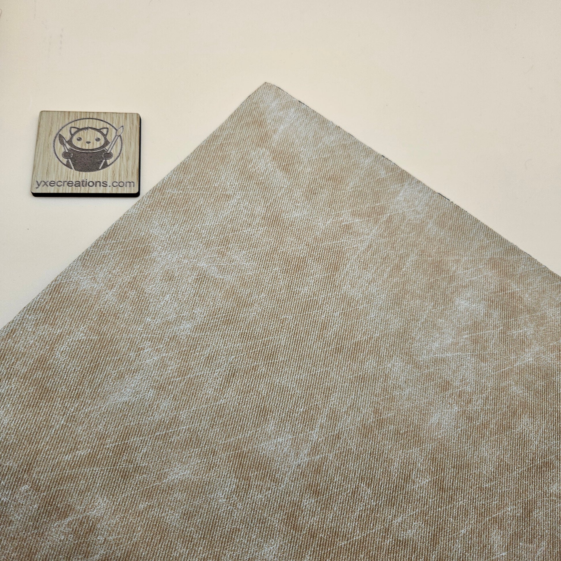Beige / Engraves Black - Denim Texture - Leatherette Sheet - PU Material (view 2)