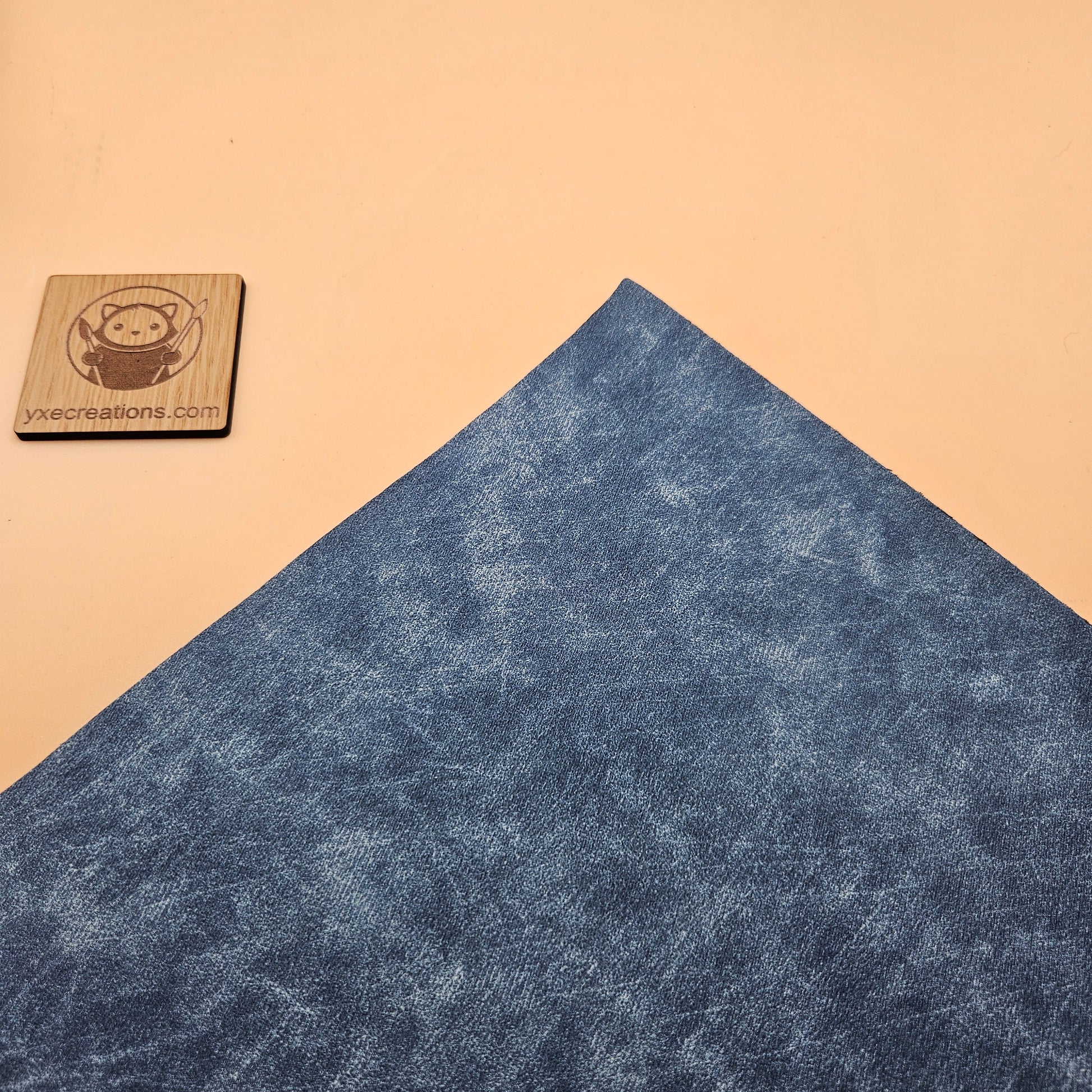 Blue / Engraves Black - Denim Texture - Leatherette Sheet - PU Material (view 2)