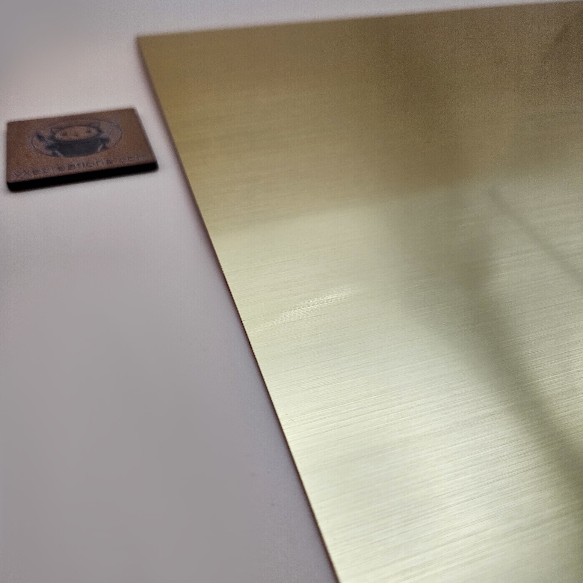 Two-Tone Engravable Acrylic - Brushed Gold - Engraves Red (view 2)