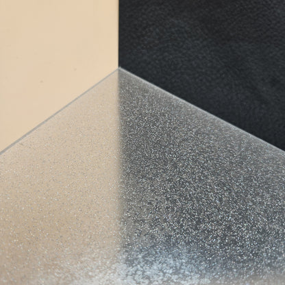 Gold Sparkle clear glitter acrylic sheet, angled close-up in side light