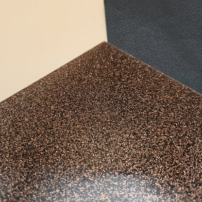 Chocolate Brown glitter acrylic sheet, angled close-up
