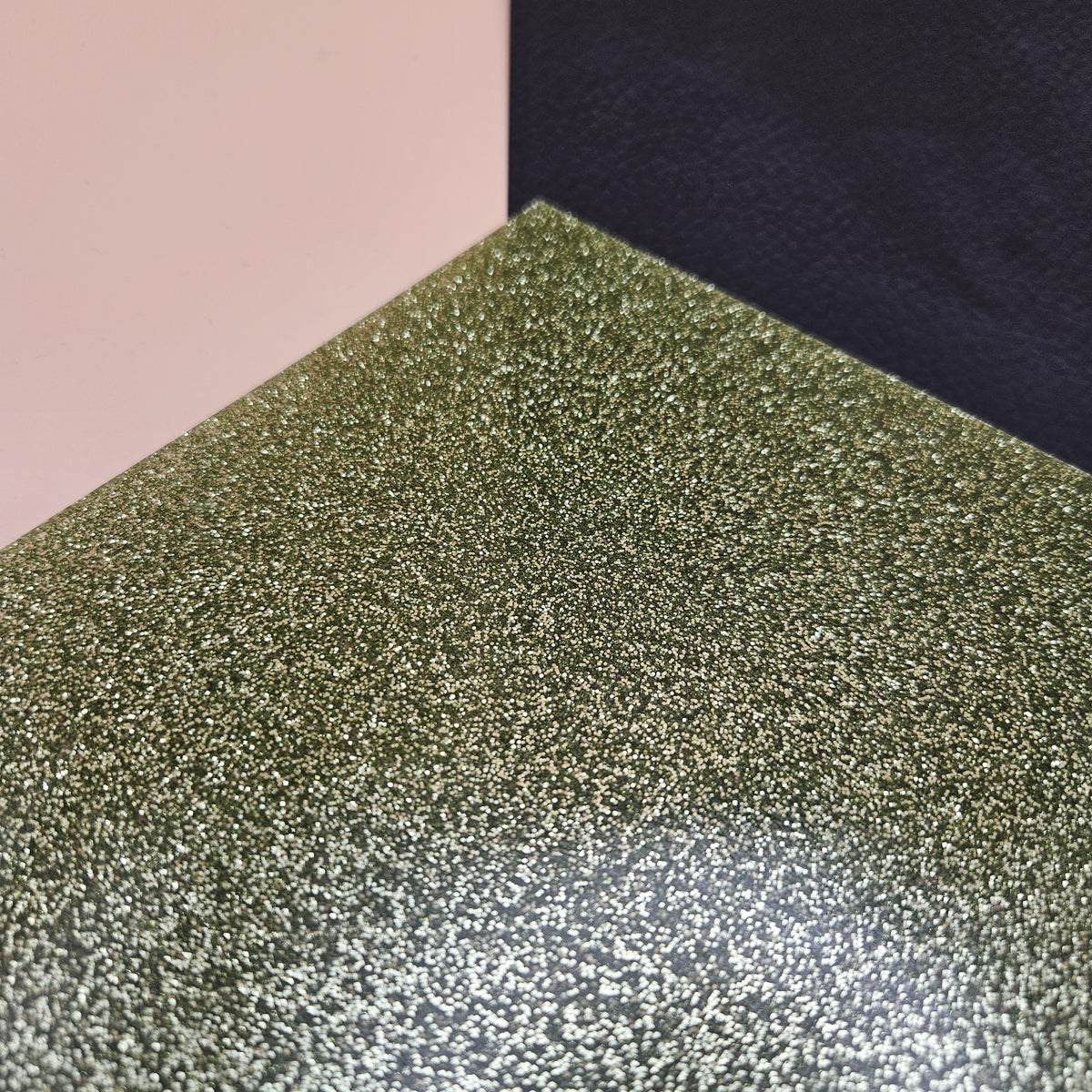Olive Green glitter acrylic sheet, 2.8 mm, angled close-up