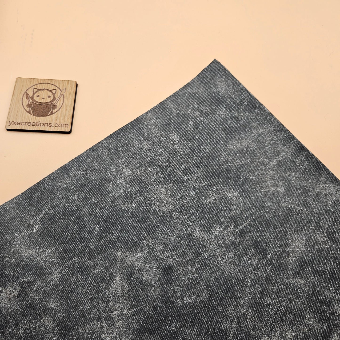 Gray / Engraves Black - Denim Texture - Leatherette Sheet - PU Material (view 2)
