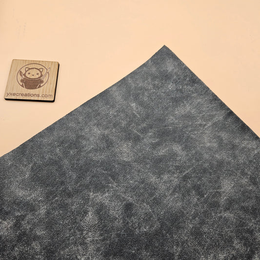 Gray / Engraves Black - Denim Texture - Leatherette Sheet - PU Material (view 2)