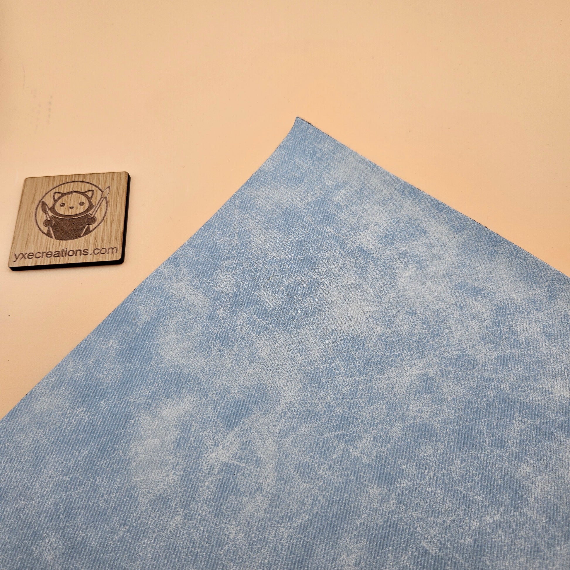 Light Blue / Engraves Black - Denim Texture - Leatherette Sheet - PU Material (view 2)