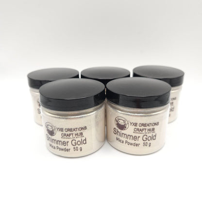 Shimmer Gold Mica Powder - 50 g jars top view