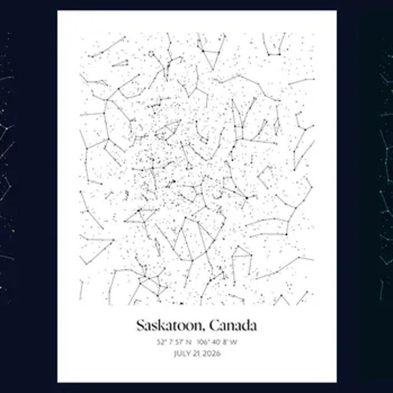 Star map of Saskatoon made with MyLaserTools