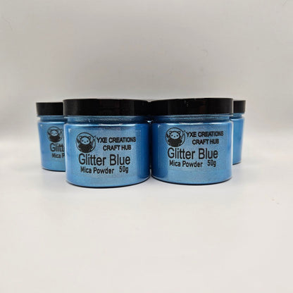 Glitter Blue Mica Powder - 50 g jar