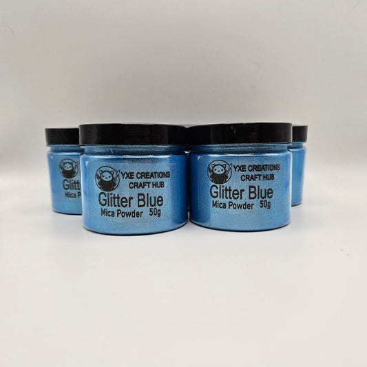 Glitter Blue Mica Powder - 50 g jar