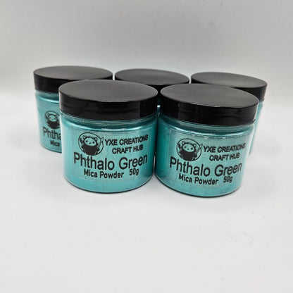 Phthalo Green Mica Powder - 50 g jar